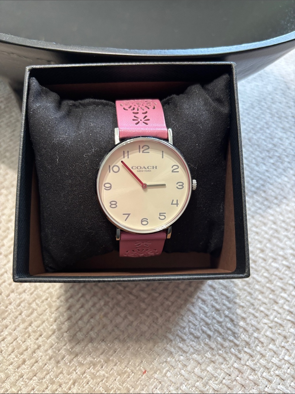 Coach Pink Leather Strap Watch